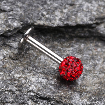 Detail View 1 of Multi-Gem Sparkle Ball Steel Labret-Red
